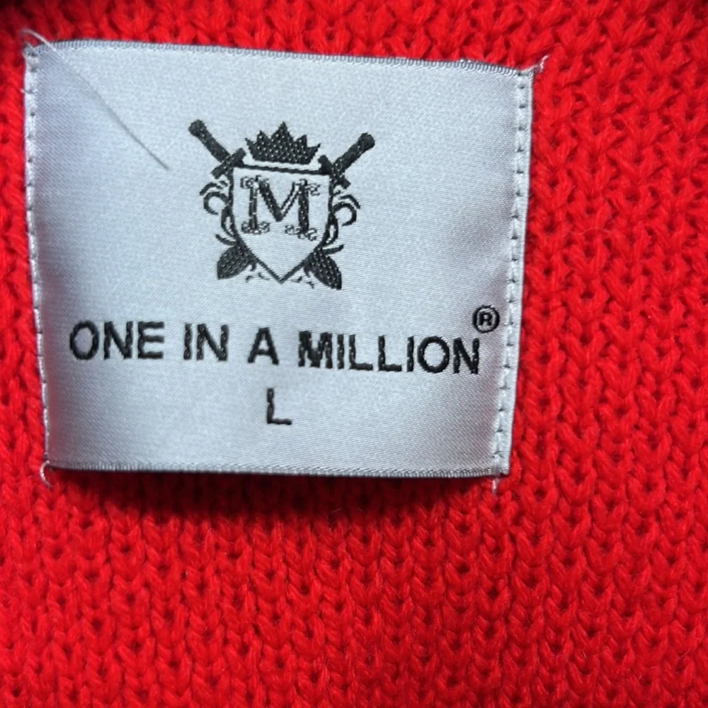 One In A Million Fur Trimmed Hooded Sweater Cardigan Jacket Sz‎ L Poppy Red
